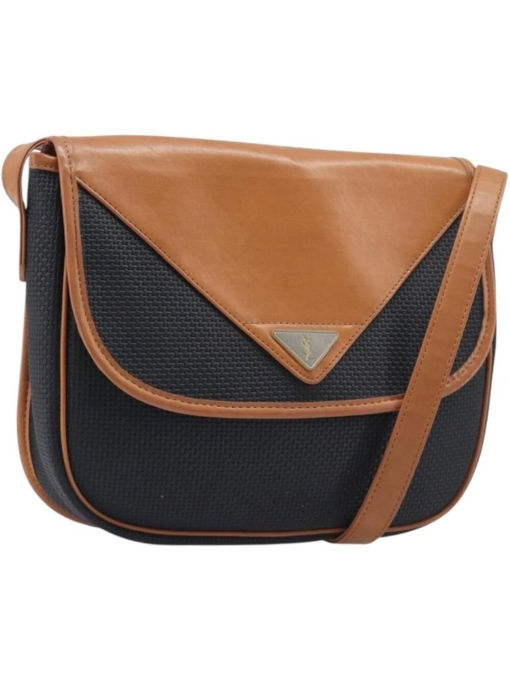 SAINT LAURENT Shoulder Bag PVC Canvas Black Gold